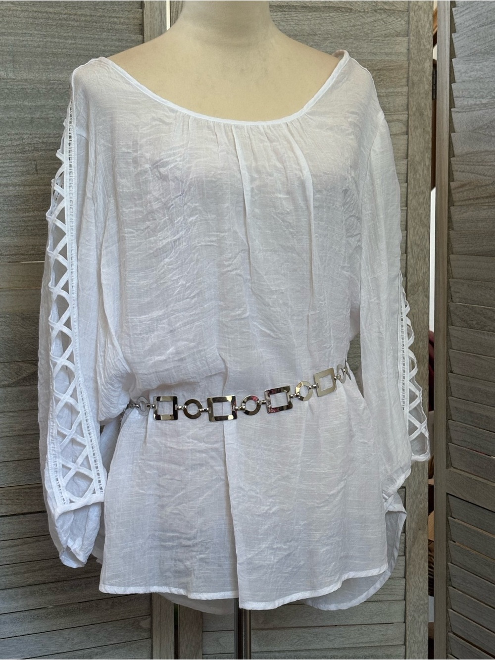 NWOT 60’s Mod Meets 90’s/Y2K Silver Geo Adjust Chain Belt XLPlus SZ Friendly 50” - Picture 2 of 16